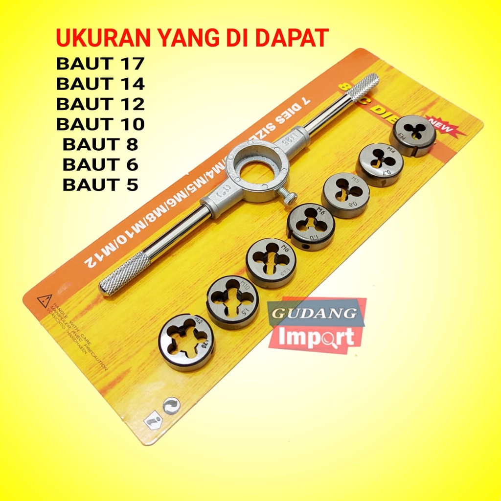 Set Tap Die Alat Metrik Terlaris Alat Pembuat Drat Metric Hand Tap Set M3-M12 Adjustable 8Pcs HAND TAP HANDTAP SENAI DRAT