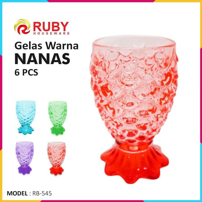 Gelas Kaca Ruby RB-545 Gelas Nanas - Full Warna