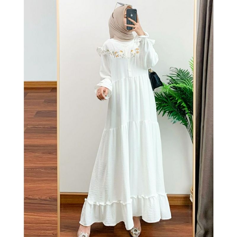 gamis putih / gamis crinkle / gamis airflow