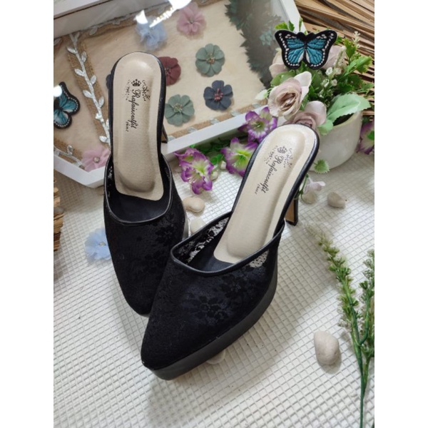 sepatu seyla hitam tinggi 10cm lancip Stiletto