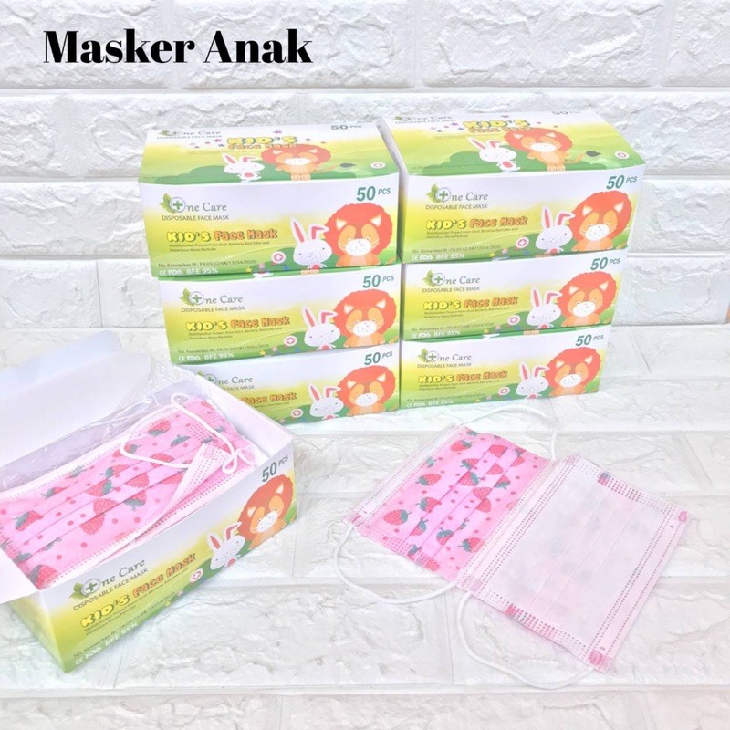 MASKER ANAK MOTIF 3PLY BOX RANDOM / MASKER ANAK EARLOOP NONWOVEN MURAH