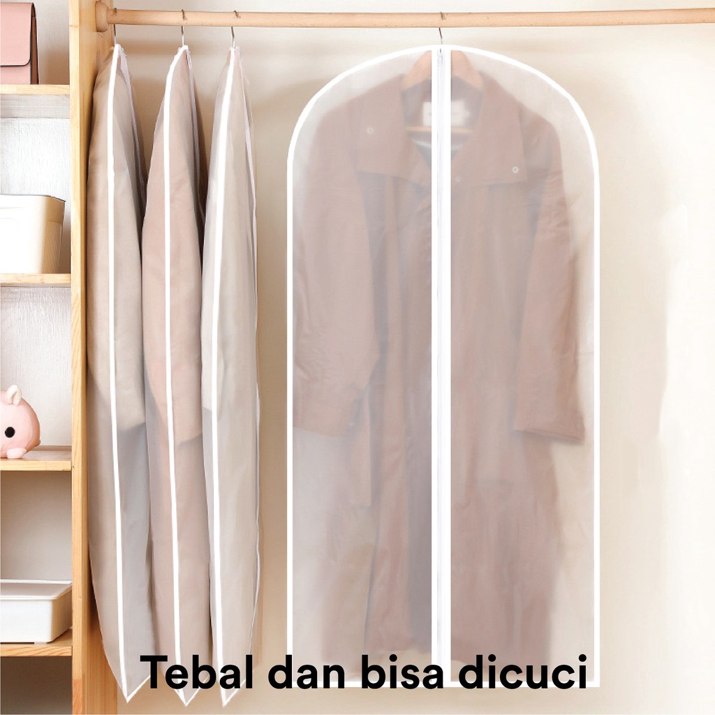 BRP020 Cover Sarung Gantungan Baju / Jas Cover Pelindung / Penutup Pakaian Transparan