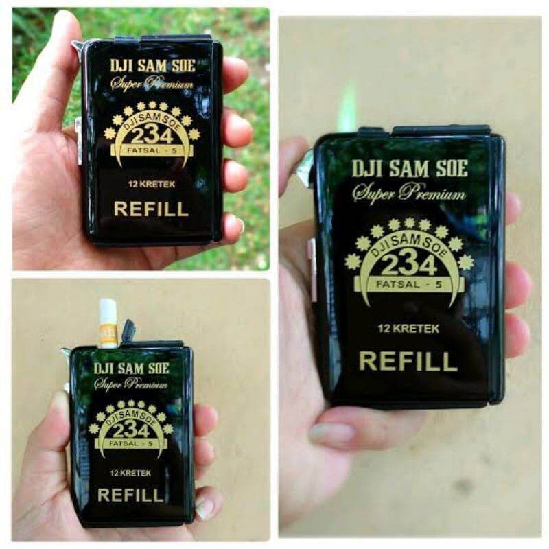 PROMO - TEMPAT ROKOK KOREK MOTIF DJI SAM SOE 123 - KOTAK ROKOK KALENG