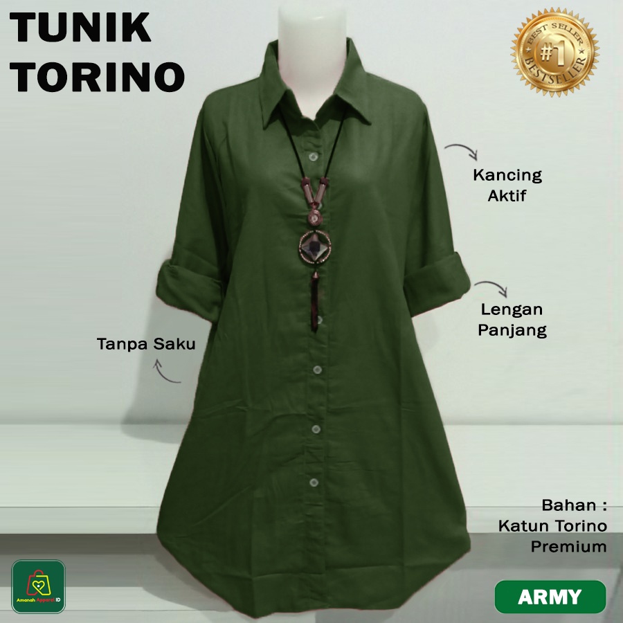 Baju Atasan Wanita Muslim TUNIK TORINO Bahan Katun JUMBO All Size Fit to XXL / 28861