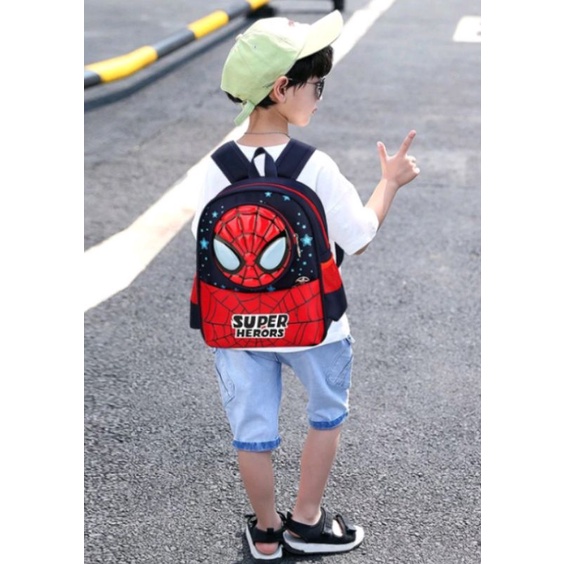 DAEYBAG-TAS RANSEL ANAK PAUD/TK/SD MOTIV PRINT SUPER HERO SAKU DEPAN BULAT