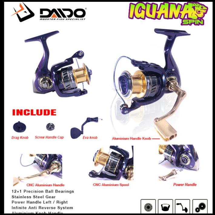 Reel Daido Iguana Spin 12 Bearing Ukuran 1000 Sampai 6000 Power Handle