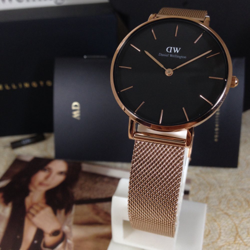 Jam Tangan Wanita DW Petite Mellrose 32mm black face Original