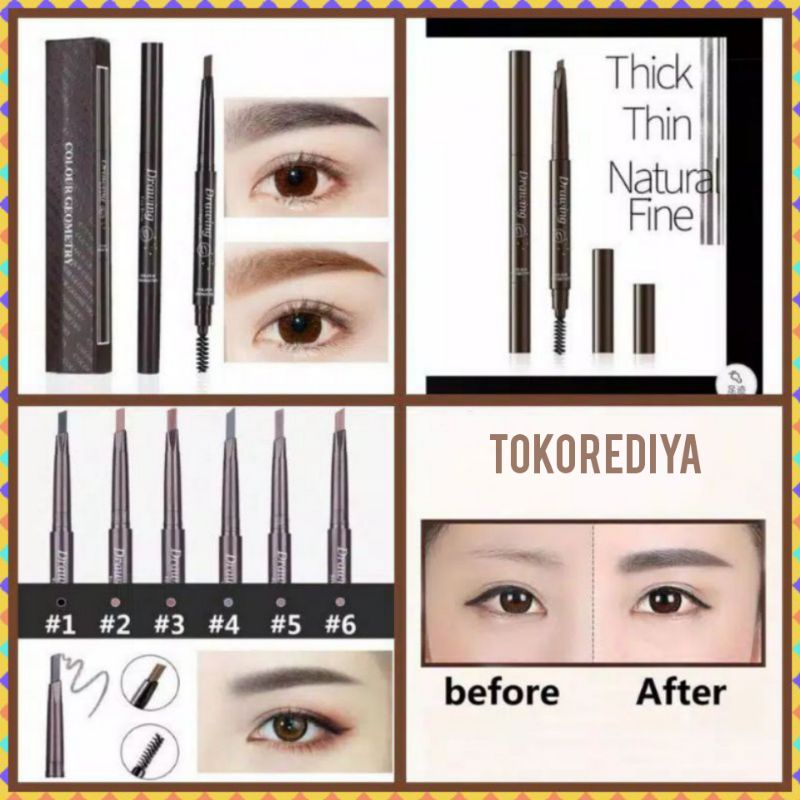 Eyebrow Pencil Waterproof Pencil Alis Lameila Eyebrow Geometry Natural And Uniform Long Lasting Double Head Eyebrow Kepala Ganda Original