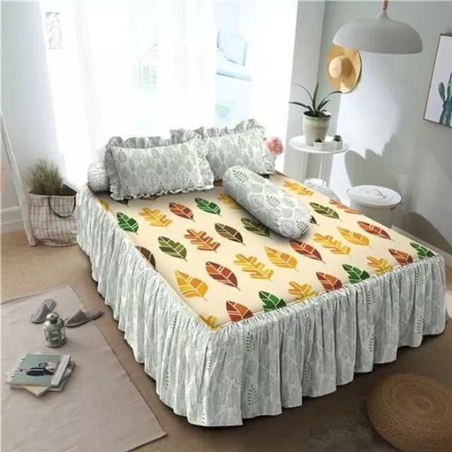Sprei RUMBAI kintakun dluxe QUEEN SIZE 160x200x50 cm motif SPRING HILLS