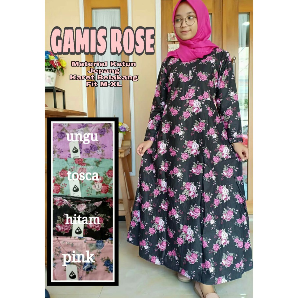 Gamis Wanita Baju Muslim Wanita Gamis Bunga Rose