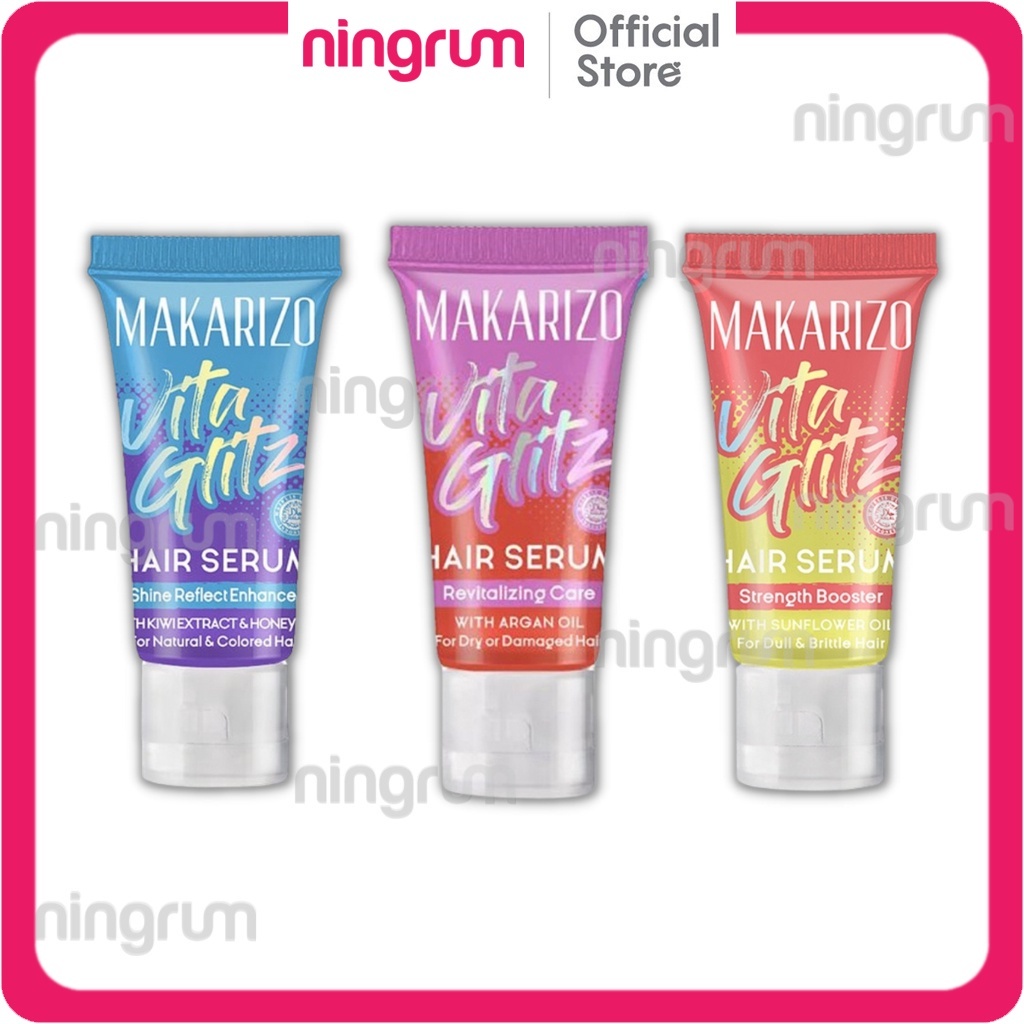 Ningrum - MAKARIZO Vitaglitz Hair Serum Strength Booster | Shine Reflect Enhancer 8mL | Serum Rambut - 6305