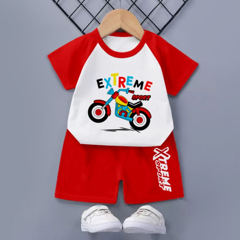 RAMORA SET RAGLAN Setelan Baju Anak Unisex Cewek dan Cowok