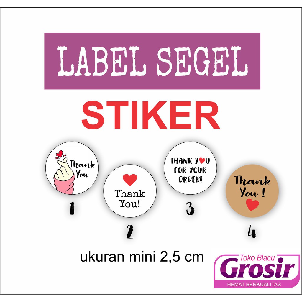 

(Minim 100pcs)Stiker Label Thank You For You Order Love Scraftbook