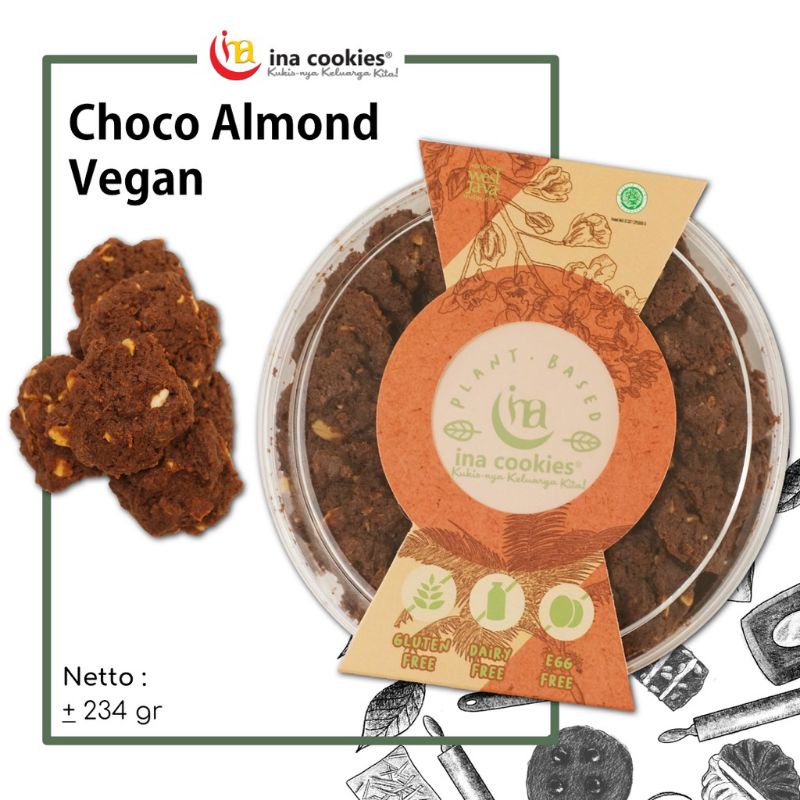 

INA COOKIES REGULER - CHOCO ALMOND VEGAN