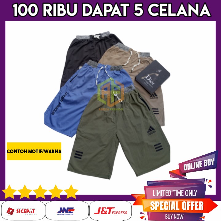 (100 RIBU DAPAT 5 CELANA) CELANA KOLOR PRIA - CELANA KOLOR PARASUT - Celana Pendek Kolor Harian Baha