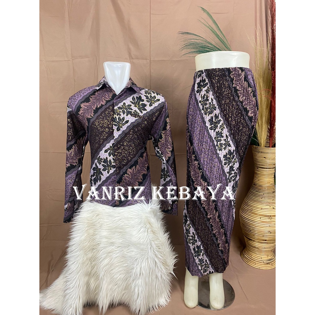 Vanriz Kebaya-Kemeja Batik Lengan Panjang Couple Rok Plisket