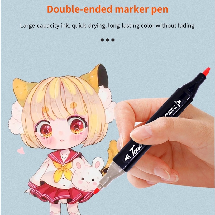 TOUCH Spidol gambar dua sisi besar kecil 30 warna untuk anak dan dewasa Dual Side Fine Art Marker 30 Color High-quality marker pen 30-color double-headed oily watercolor pen set children's creative graffiti color art pen