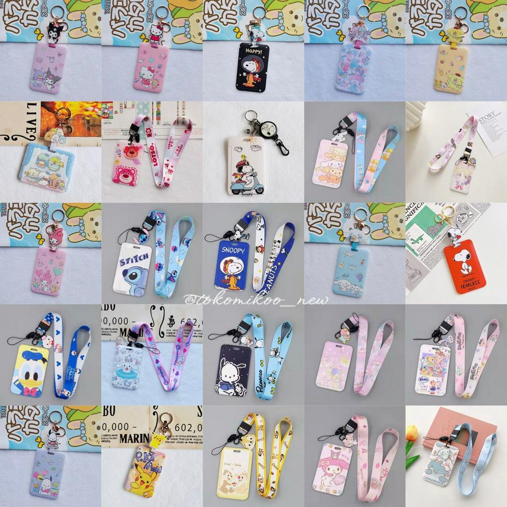 Lanyard ID Card Tali Gantungan Kartu Card Holder Name Tag Karakter Pikachu Sailoor moon Snoopy Cinnamoroll Shellie May Pochacco Pooh Sumikko  Donald Chip &amp; Dale Lotso Stitch My Melody Little Twin Star