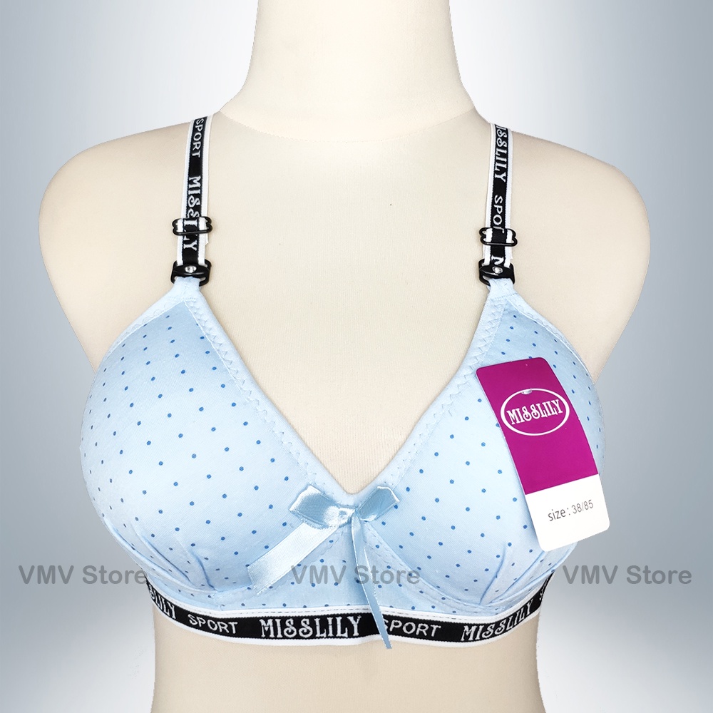 Bh Wanita Sport Tanpa Kawat Misslily 22550 Cup A Kait 2 Polkadot Sport Bra Wanita Miss Lily Original