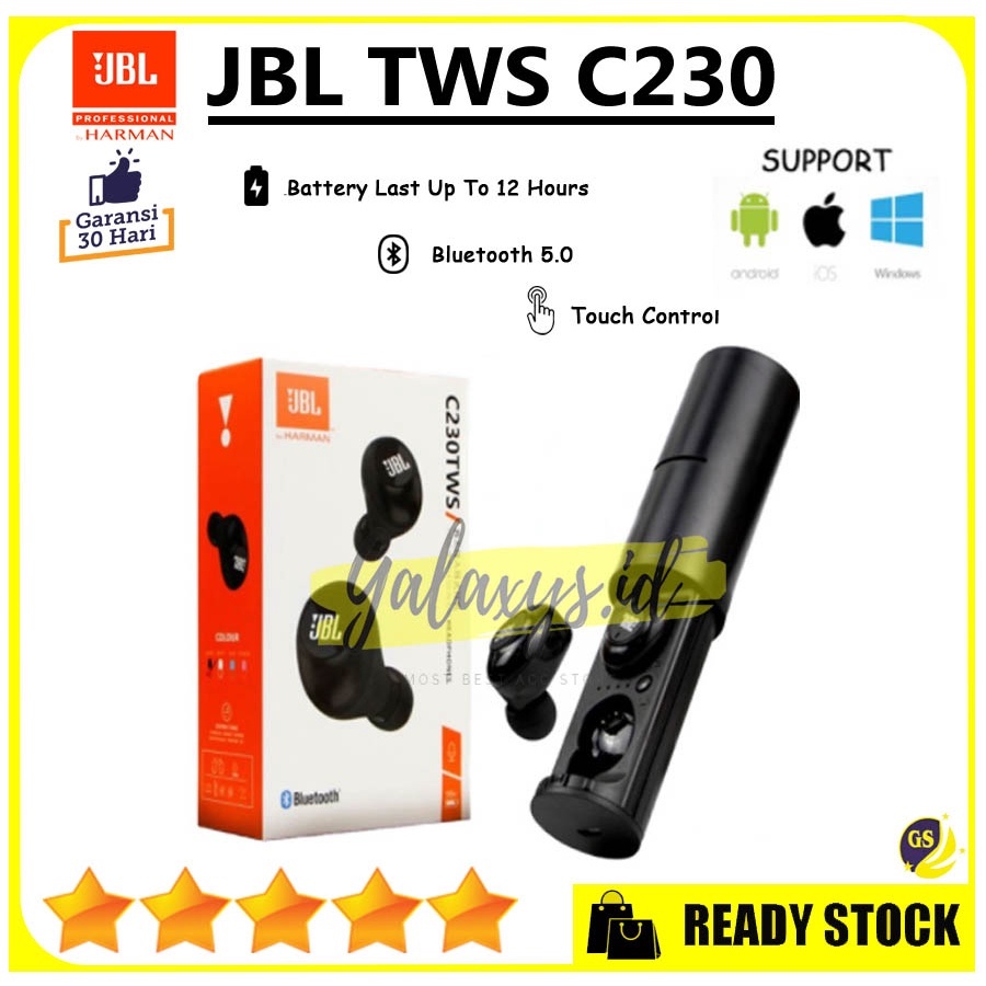 HEADSET BLUETOOTH JBL SUPER BASS TWS C230 ORIGINAL EARPHONE WIRELESS JBL Touch C 230