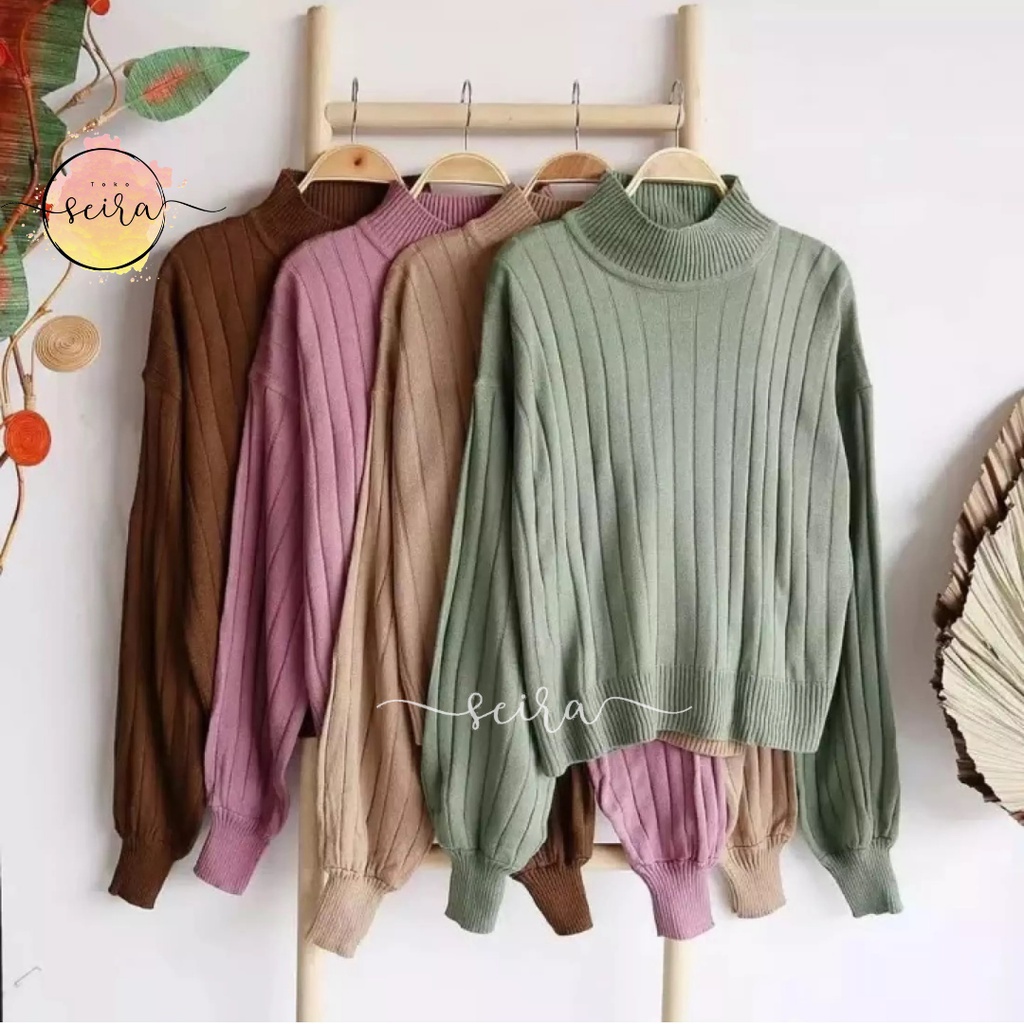 [BISA COD] Rajut Jovanka Oversize / Turtleneck Knitwear Arsyilla Puffy / Rajut Jovanka Oversized Turtle Neck