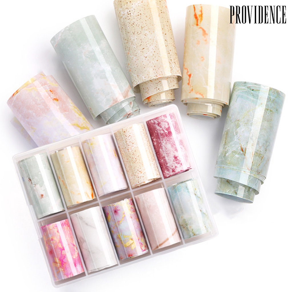 Providence 10 Rolls/Box Nail Stickers Multicolor Print Manicure Accessories PVC Polished Fingernail Decals for Women