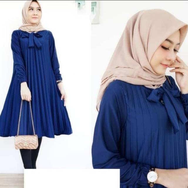 Dolina Tunik Baju Atasan Plisket Muslim