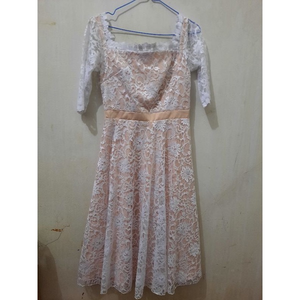 dress terusan brokat cream/nude