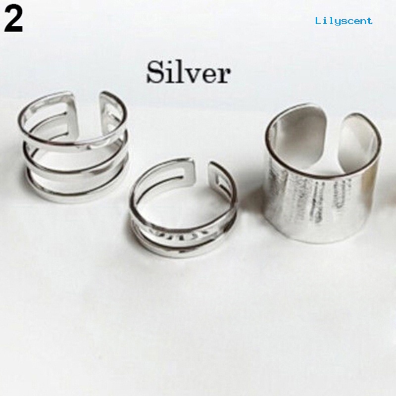 Ls 3pcs / Set Cincin Knuckle Midi Model Terbuka Untuk Hadiah Natal Charms