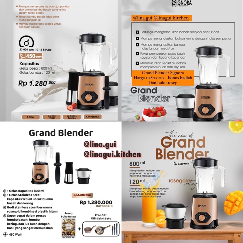 Signora Blender Rose Gold - Grand Blender Signora Serbaguna Original