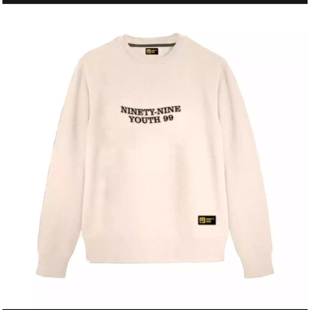 [Bayar Di Tempat] Sweater Crewneck Pria Wanita Original NINETY-NINE Cream Distro / Jaket Pria Wanita / Hoodie Pria Wanita /Sweater Pria Wanita / Crewneck Pria Wanita Premium