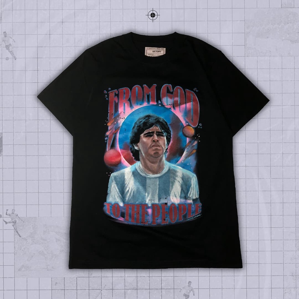 Diego Maradona "From God to The People"  Tshirt - Black
