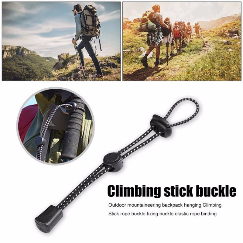 2pcs Tali Elastis Pengikat Pengait Trekking Pole Slepping Bag Senter Matras Botol Air Pada Ransel Backpack Carrier Ultralight