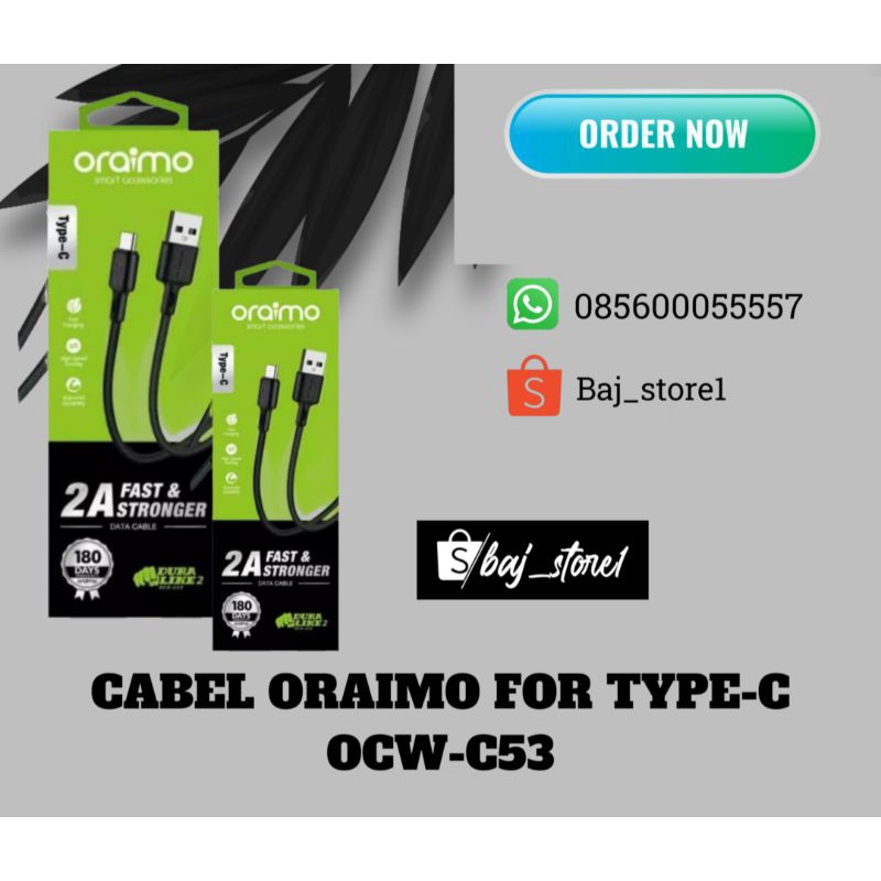 Jual Kabel Data Oraimo For Type C Ocd C Shopee Indonesia