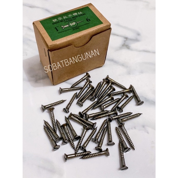 SEKRUP KAYU 1” x 6 merk SIP 144pcs PER BOX / SEKRUP KUAT / SEKRUP TAJAM / SEKRUP ANTI PENYOK