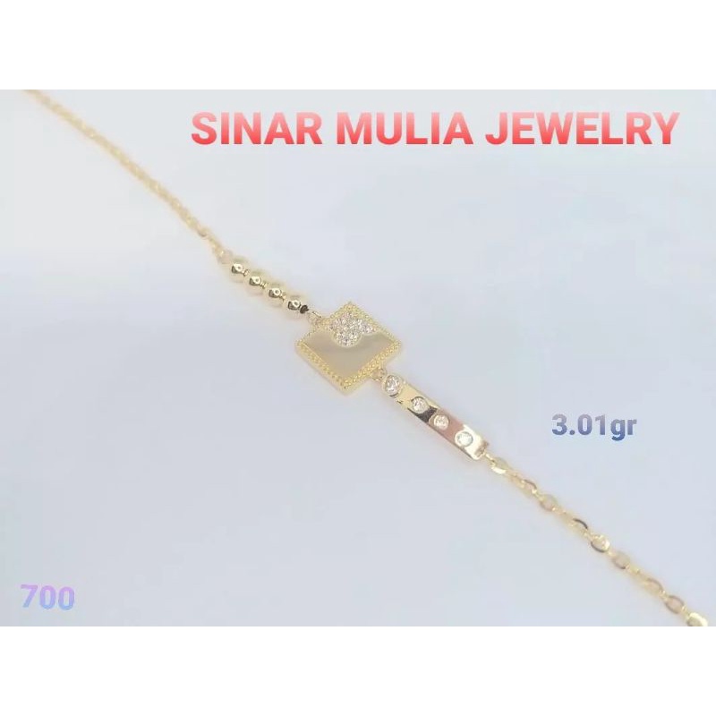 GELANG RANTAI KOTAK MATA FULL EMAS ASLI