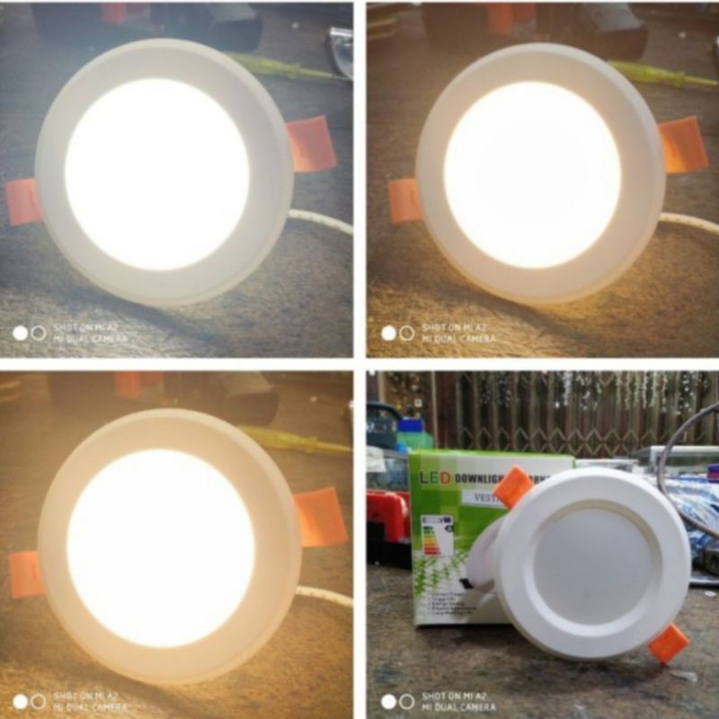 Lampu Downlight LED 3 warna 5 watt panel LED IB tanam plafon