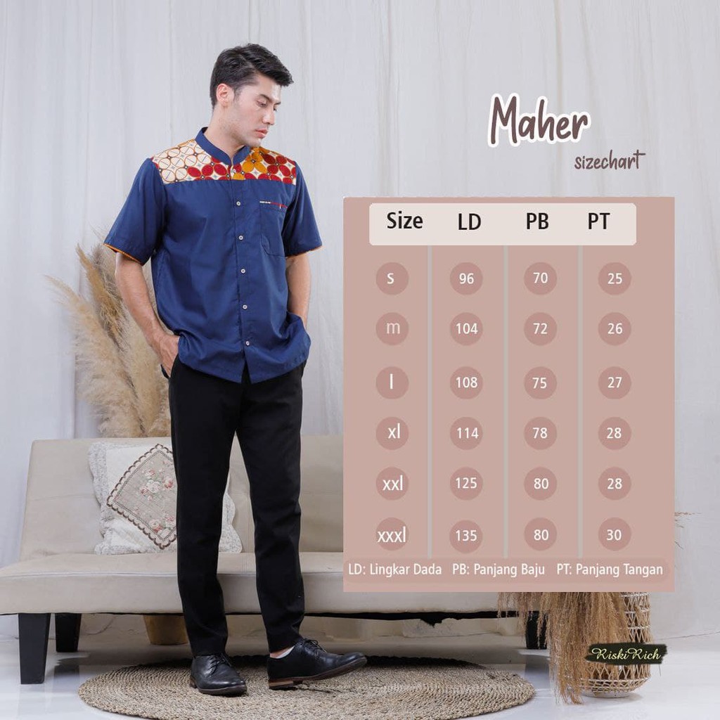 Riskirich Maezurra Maheer Couple Pasangan Suami dan Istri Kombinasi Batik Motif Kawung Premium