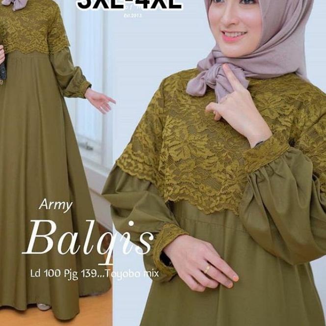 ✯ gamis jumbo ukuran L XL XXL XXXL 4XL ld 140 Balqis/gamis murah/Dress murah/gamis brukat ℮