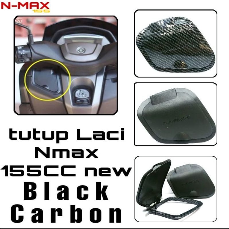 CONPARTMENT COVER TUTUP BODY DEPAN KIRI LACI DEPAN YAMAHA NMAX NEW 2020 2021 CARBON FULL HITAM