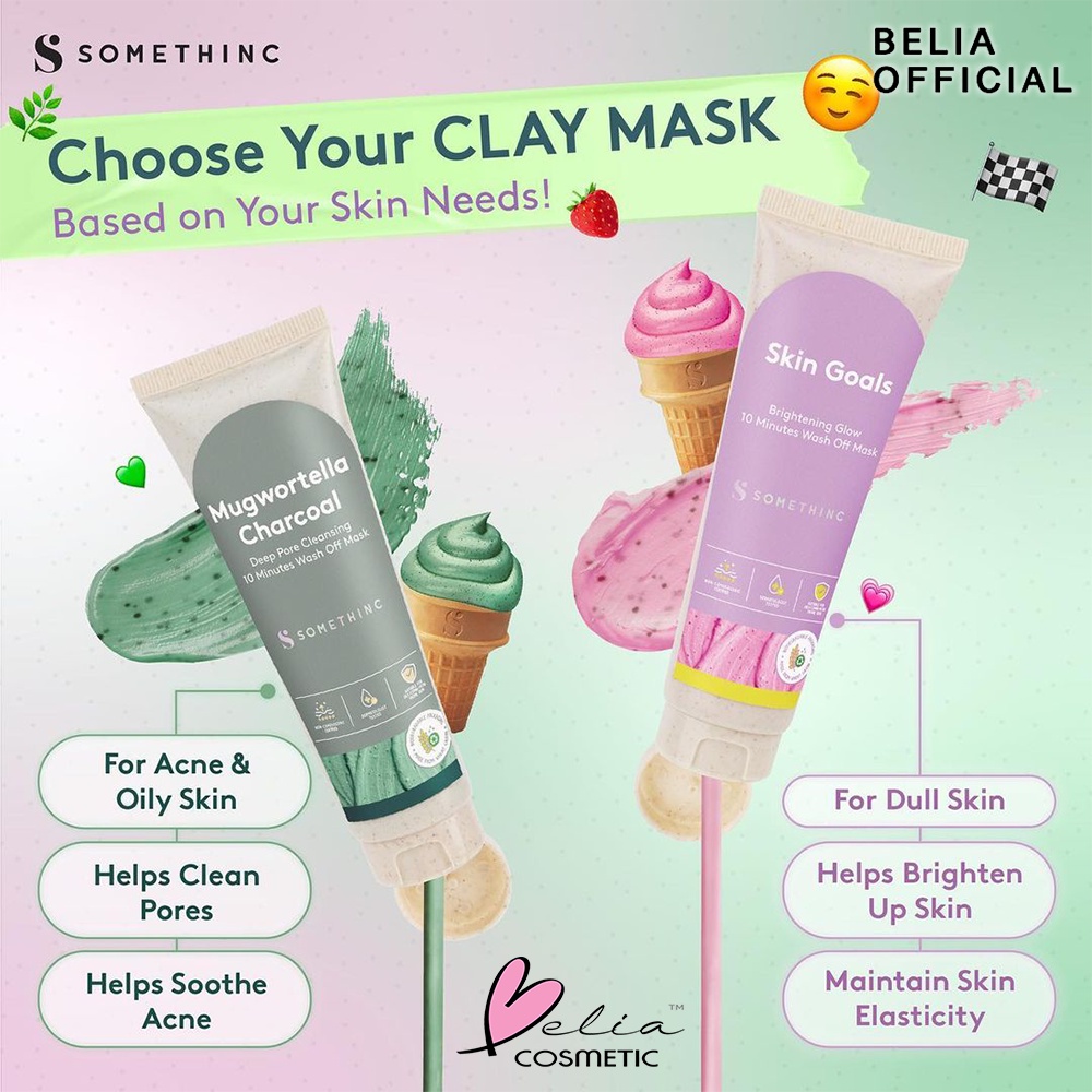 ❤ BELIA ❤ SOMETHINC Clay To The Rescue Mugwortella | Skin Goals Wash Off Mask | Skin Goals Hello Kitty Edition | Masker Wajah (BPOM)