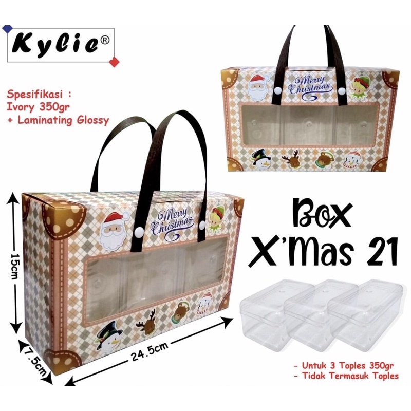 

Box merry christmas kotak hampers 3 toples 350 gram kotak natal