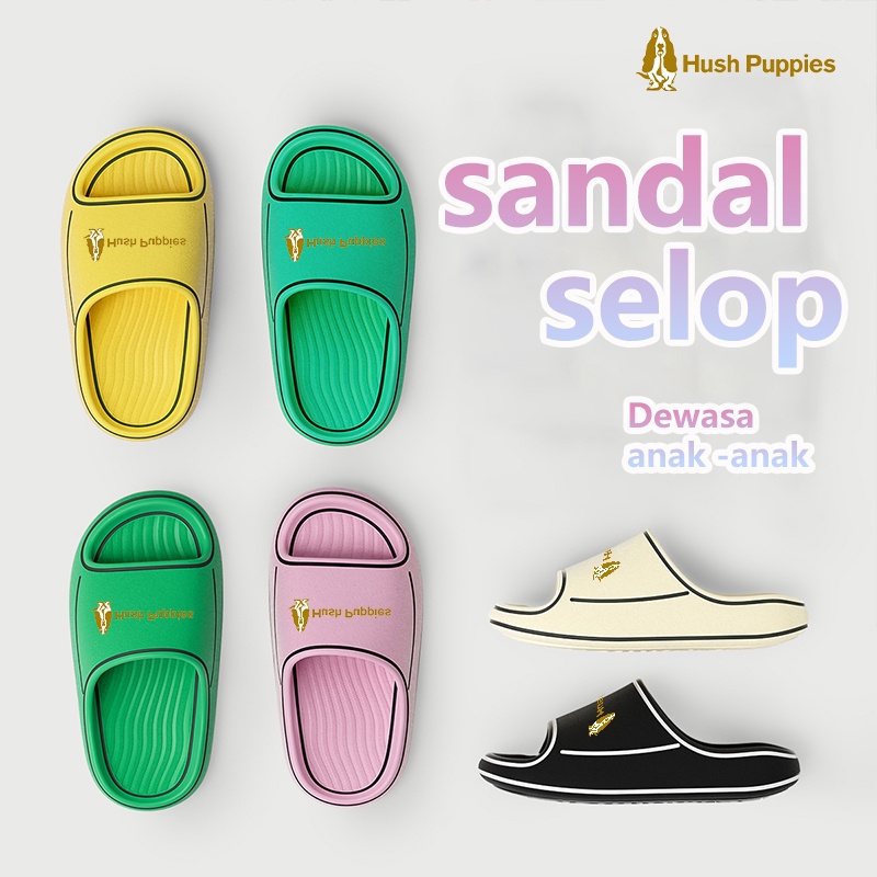 Hush Puppies Sandal Wanita Dewasa Eva karet Sandal Selop Sendal Flat Rumah Korea Nyaman Dan Lembut Slip On Sandal kamar mandi Ukuran: 30-41