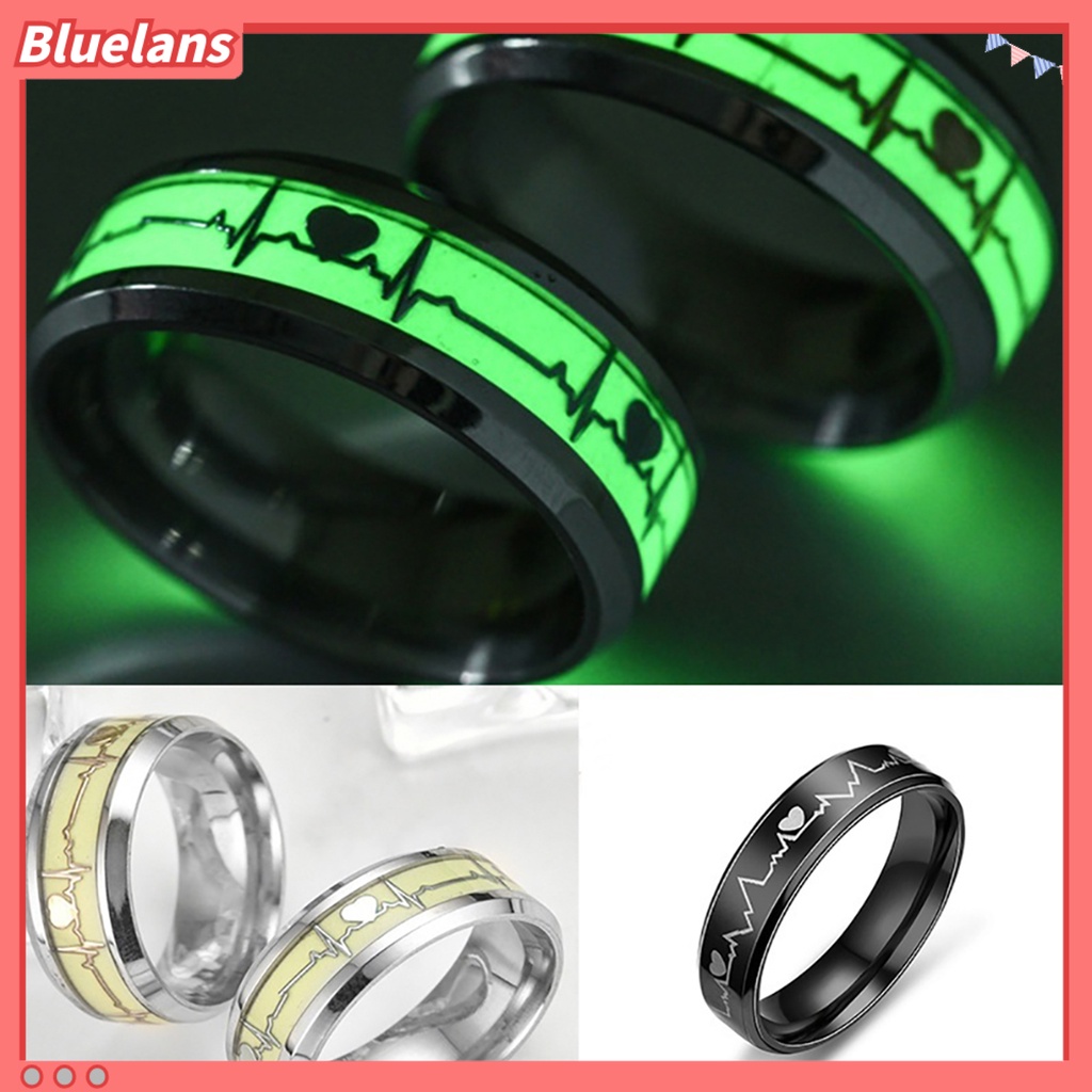 Bluelans Ring Exquisite Heart Electrocardiogram Pattern Stainless Steel Wedding Simple Finger Jewellery