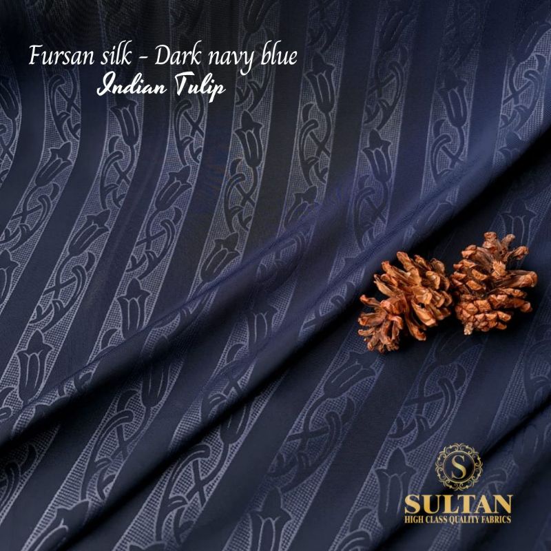 Kain SULTAN Fursan Silk emboss motif  Indian Tulip lebar 1.5m