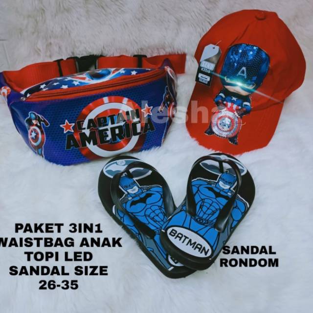 Waistbag anak karakter kapten marvel set