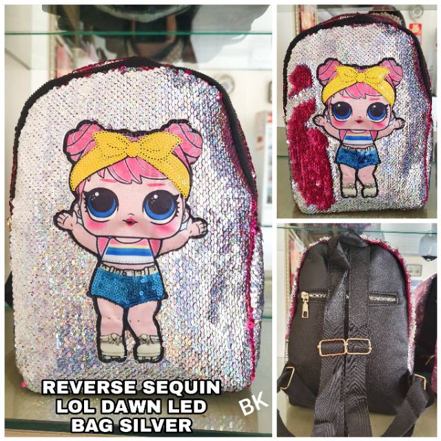 TAS SEQUIN LAMPU LED MOTIF UNICORN LOL / RANSEL LOL ANAK / TAS SEQUIN BERUBAH WARNA LOL UNICORN