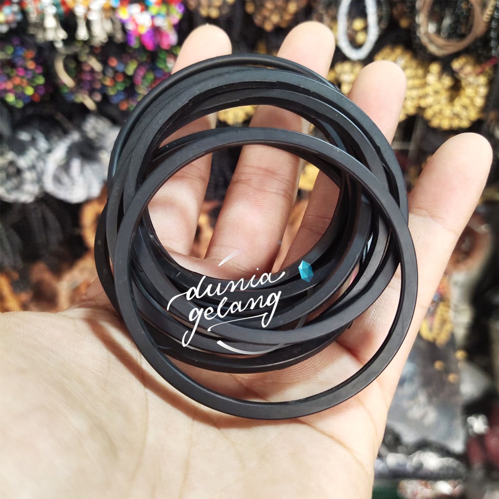 GELANG KARET HITAM WARNA ELASTIS / GELANG PRIA WANITA ANAK DGGL