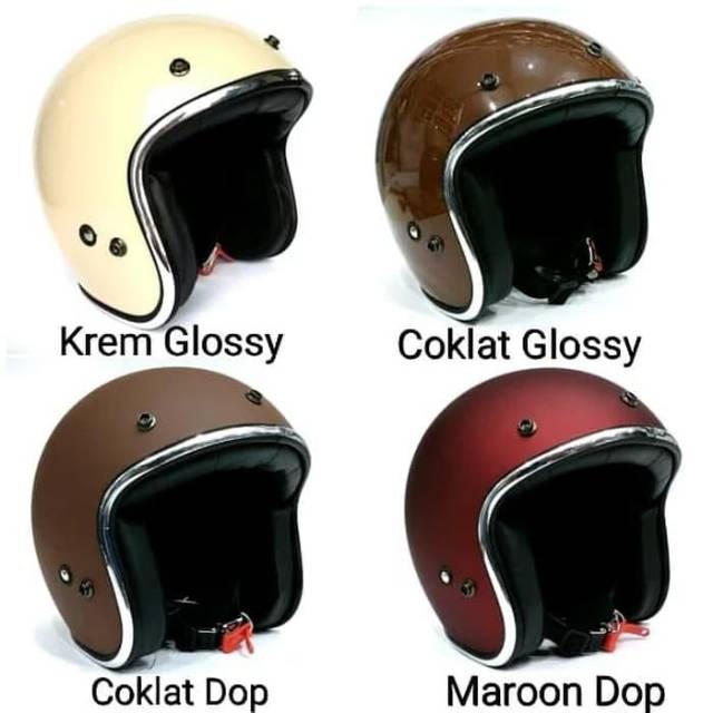 Helm Retro Classic Caferacer list krom SNI fino mrc sada jitsu premium