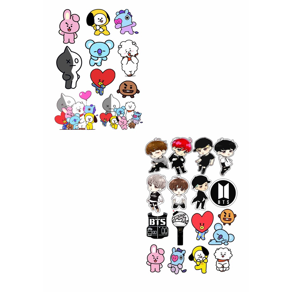 BTS ANIME BT21 Sticker Dinding Vinyl white Waterproof size 8 cm